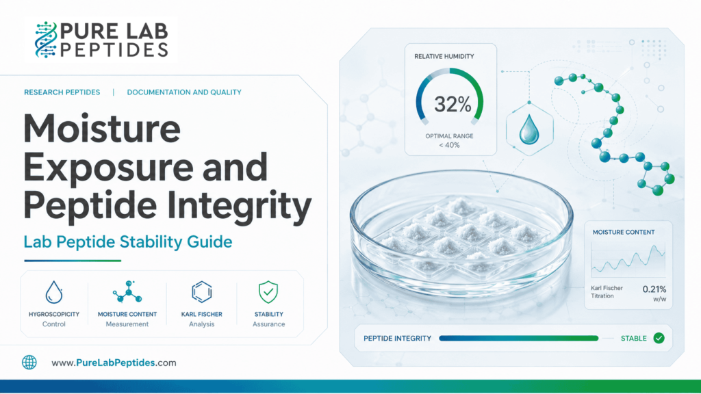Moisture Exposure and Peptide Integrity research graphic for laboratory stability context